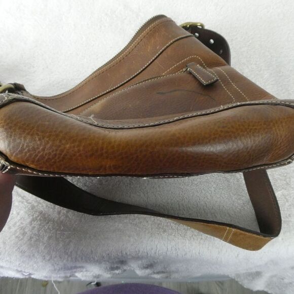 Coach 10398 Pebbled Leather Distressed Shoulder Bag Purse Crossbody Lace Up Side - Picture 3 of 11